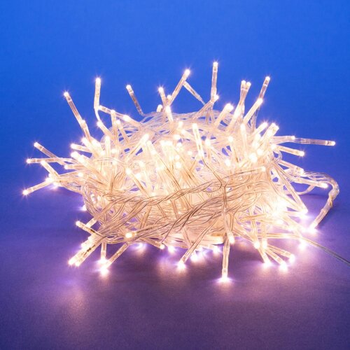 ULD-S0300-200-DTA WARM WHITE IP20 FIRECRACKER Гирлянда светодиодная с контроллером Фейерверк, 3м, 200 светодиодов, Теплый белый свет, Провод прозрачный - фото 1