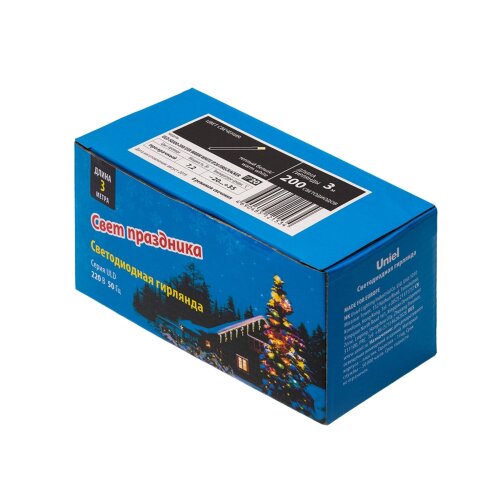 ULD-S0300-200-DTA WARM WHITE IP20 FIRECRACKER Гирлянда светодиодная с контроллером Фейерверк, 3м, 200 светодиодов, Теплый белый свет, Провод прозрачный - фото 6