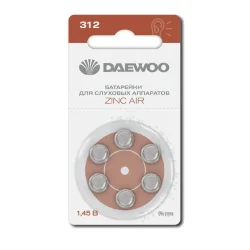 Элемент питания воздушно-цинковый ZA312/PR41 1.45В BL-6 (блист.6шт) для слуховых аппаратов DAEWOO 5060418