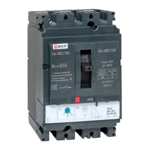 Выключатель автоматический 3п 100/50А 36кА ВА-99C Compact NS PROxima EKF mccb99C-100-50 - фото