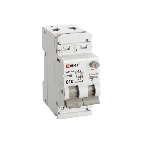 Выключатель автоматический дифференциального тока 2п (1P+N) C 10А 30мА тип A 6кА АВДТ-63N (электрон.) PROxima EKF D63N26EA10C30 - фото 2