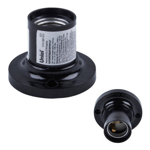 ULH-02-E27W-Bakelite Патрон настенный прямое основание, Карболитовый, Цоколь Е27, TM Uniel - фото 6