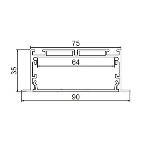 Алюминиевый профиль врезной CX-A047-R1 321 (2500x90/75x35мм с рассеивателем) - фото II