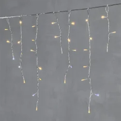 Гирлянда Бахрома 3,1 x 0,5 м Тепло-Белая с Мерцанием Белого Диода 220В, 150 LED, Провод Прозрачный ПВХ, IP54
