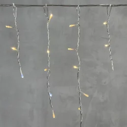 Гирлянда Бахрома 3,1 x 0,5 м Тепло-Белая с Мерцанием Белого Диода 220В, 150 LED, Провод Прозрачный ПВХ, IP54