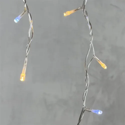 Гирлянда Бахрома 3,1 x 0,5 м Тепло-Белая с Мерцанием Белого Диода 220В, 150 LED, Провод Прозрачный ПВХ, IP54. Фото 3.