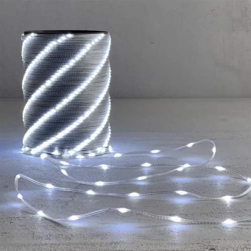 Гирлянда Роса 20м Белая 24В, 400 LED, Провод Прозрачный ПВХ, IP65. Фото 1.