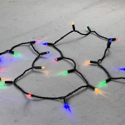 Гирлянда Нить с Колпачком 10м Разноцветная 24В, 100 LED, Провод Черный ПВХ, IP65