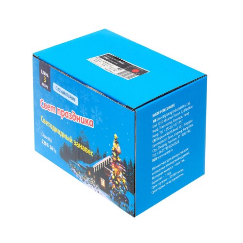 ULD-C2030-240-TWK RED IP67 Занавес светодиодный с эффектом мерцания, 3х2м, Соединяемый, 240 светодиодов, Красный свет, Провод белый. - фото 11