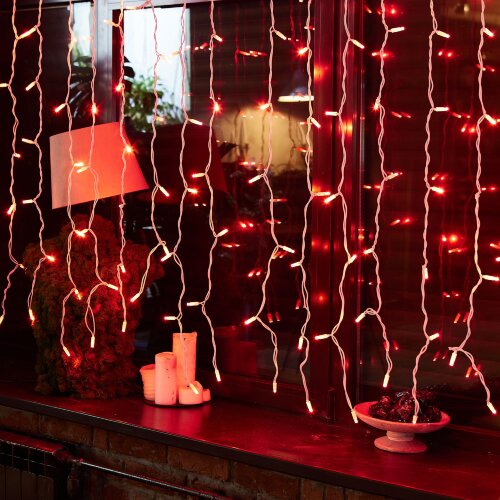 ULD-C2030-240-TWK RED IP67 Занавес светодиодный с эффектом мерцания, 3х2м, Соединяемый, 240 светодиодов, Красный свет, Провод белый. - фото 8