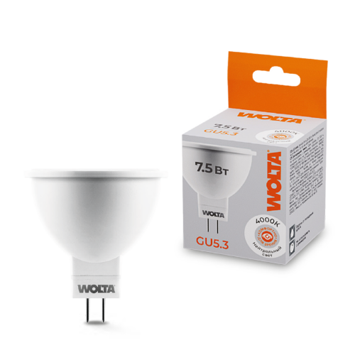 Светодиодная лампа WOLTA 25SMR16-220-7.5GU5.3 7.5Вт 4000K GU5.3 - фото 1.