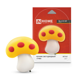 Ночник светодиодный NLA 03-MY ГРИБ жёлтый с выключателем 230В IN HOME