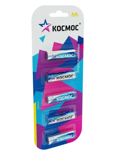 Элемент питания алкалиновый AA/LR6 BP-5 (блист.5шт) КОСМОС KOCLR65BL - фото