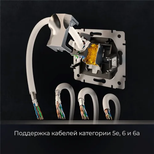 Розетка Ethernet RJ-45 cat. 6A экранированная (черный матовый) W5120108 - фото 6