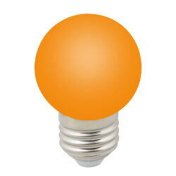 LED-G45-1W-ORANGE-E27-FR-С Лампа декоративная светодиодная, Форма шар, матовая, Цвет оранжевый, Картон.
