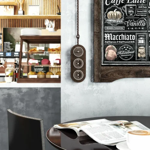 Переключатель/выключатель одноклавишный Vintage мокко матовый/хром W5812052 - фото 4