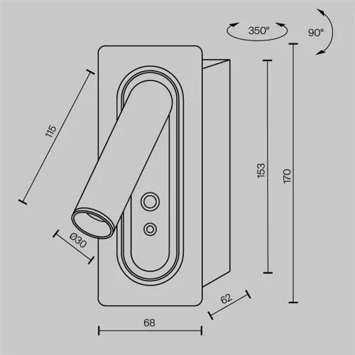Настенный светильник (бра) Axiom 3000К 3Вт (Черный) - фото 7