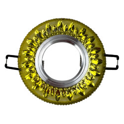 DLS-L141 GU5.3 GLASSY-GOLD Светильник декоративный встраиваемый, серия Luciole, Без лампы, цоколь GU5.3, Доп, светодиодная подсветка 3Вт, Стекло, Зеркальный-светло-желтый
