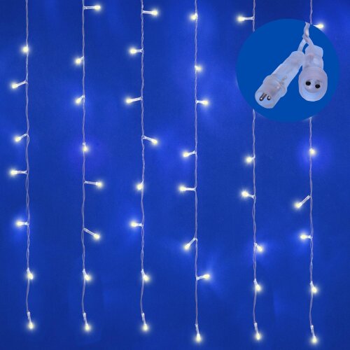 ULD-C6030-450/TTK WHITE IP44 Занавес светодиодный с эффектом мерцания, 6х3м. Соединяемый. 450 светодиодов. Белый свет. Провод прозрачный. TM Uniel - фото