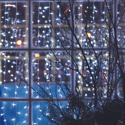 ULD-C6030-450-TTK WHITE IP44 Занавес светодиодный с эффектом мерцания, 6х3м, Соединяемый, 450 светодиодов, Белый свет, Провод прозрачный, TM Uniel - фото 6