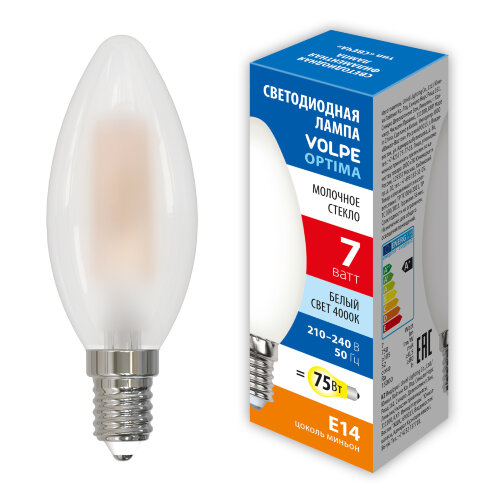 LED-C35-7W-4000K-E14-FR-SLF Лампа светодиодная, Форма свеча, матовая, Белый свет 4000K - фото 3