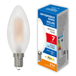 LED-C35-7W-4000K-E14-FR-SLF Лампа светодиодная, Форма свеча, матовая, Белый свет 4000K