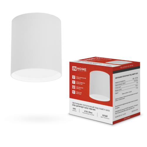 Светильник потолочный НПБ-ЦИЛИНДР-GX53 TBM-WH 80х90мм белый IN HOME - Фото