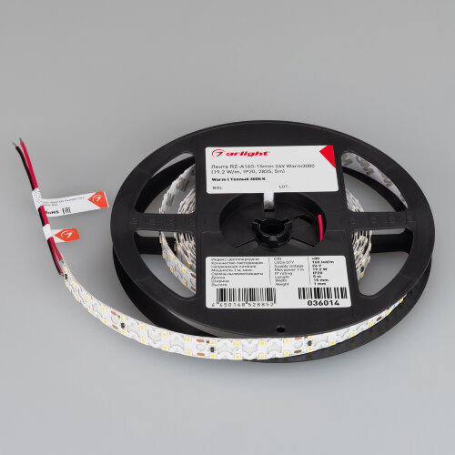 Светодиодная лента RZ-А160-15mm 24V Warm3000 (19.2 W/m, IP20, 2835, 5m) (Arlight) 036014 - фото 4