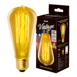 IL-V-ST64-60-GOLDEN-E27 VW02 Лампа накаливания Vintage, Форма конус, Форма нити VW