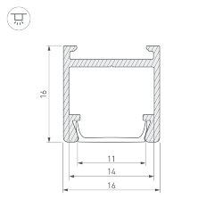 Профиль PDS-H16-2000 ANOD (Arlight, Алюминий)