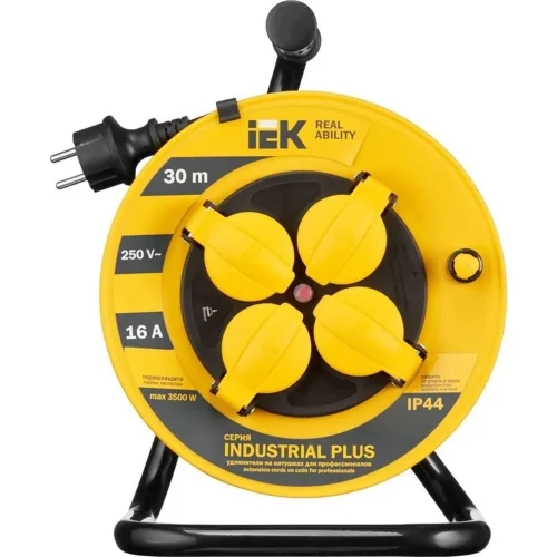 Удлинитель на катушке 4х30м с заземл. 16А IP44 Industrial plus УК30 3х1.5 термозащита IEK WKP15-16-04-30-44 - фото 2