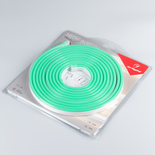 Светодиодная лента герметичная AURORA-PS-A120-16x8mm 24V Green (10 W/m, IP65, 2835, 5m) (Arlight, Силикон) - фото 2