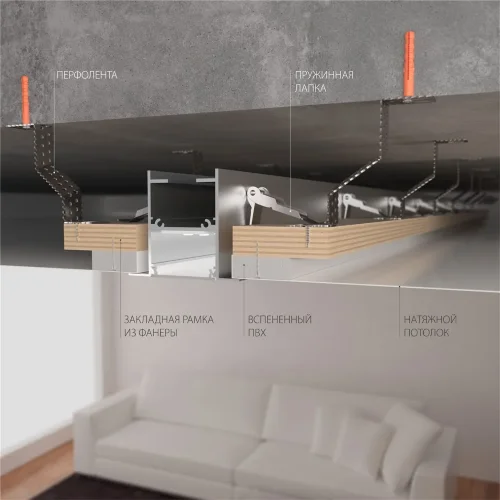 Линейный светодиодный встраиваемый светильник 78см 15Вт 3000К серебряный 101-300-78 - фото 3