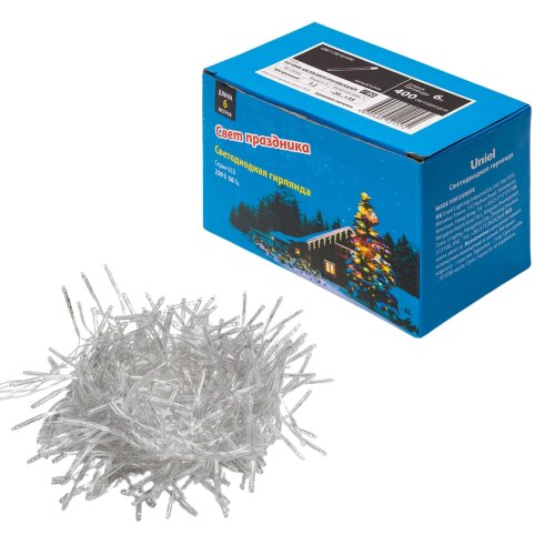 ULD-S0600-400-DTA WHITE IP20 FIRECRACKER Гирлянда светодиодная с контроллером Фейерверк, 6м, 400 светодиодов, Белый свет, Провод прозрачный - фото 13