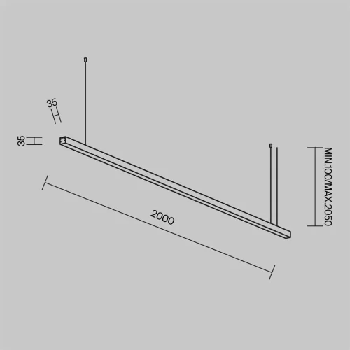 Линейный светильник подвесной 4000K 35x35 40 Вт (Серебро, 2 м) LL312008 (Серебро) - фото 8