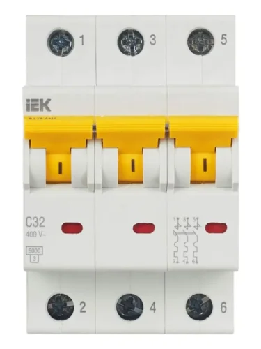 Выключатель автоматический модульный 3п C 32А 6кА ВА47-60M KARAT IEK MVA31-3-032-C - фото 2