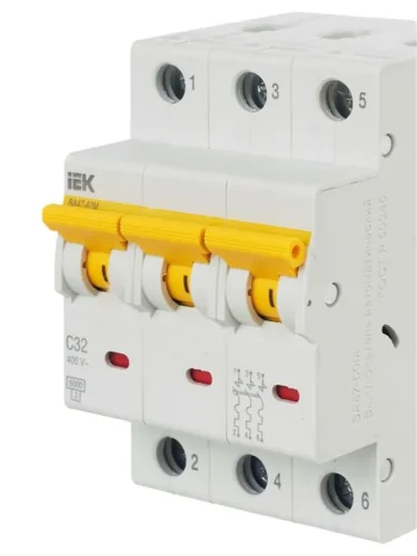 Выключатель автоматический модульный 3п C 32А 6кА ВА47-60M KARAT IEK MVA31-3-032-C - фото 8