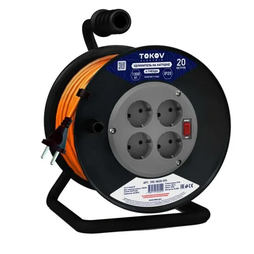 Удлинитель на катушке 4х20м без заземл. 6А IP20 2х0.75 TOKOV ELECTRIC TKE-SK20-075 - фото