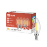 Лампа светодиодная LED-СВЕЧА-deco 4PACK 9Вт 230В Е14 3000К 1040Лм (4шт./упак) прозрачная IN HOME - Фото 2