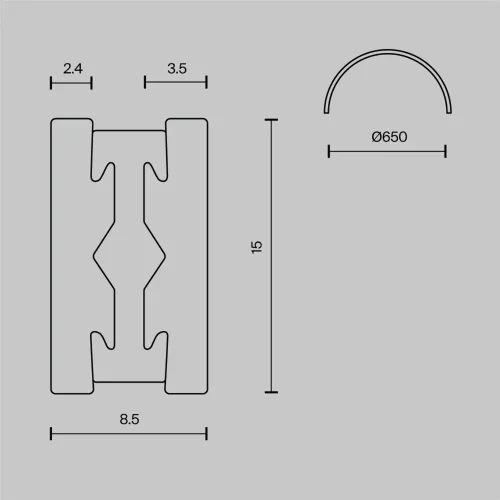 Шинопровод полукруг 650 мм Flarity латунь (Латунь) TRX154-SR-D650-BS - фото 6