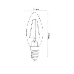LED-C35-9W-4000K-E14-CL-DIM GLA01TR Лампа светодиодная диммируемая, Форма свеча, прозрачная, Серия Air, Белый свет 4000K.