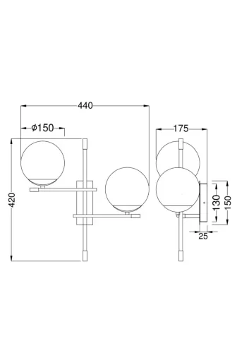 Настенный светильник (бра) Nostalgia E14х2 40Вт (Черный и Золото) - фото 4