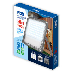 ULF-F51D-50W-6500K IP65 200-240V GREY Прожектор светодиодный, Дневной свет 6500K, Угол 90 градусов, Корпус серый, TM Uniel