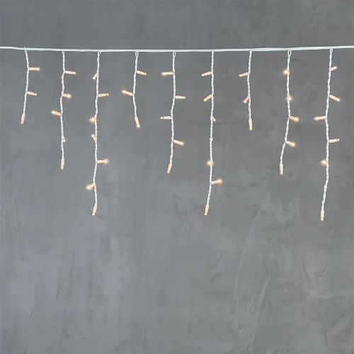 Гирлянда Бахрома 3,1 x 0,5 м Экстра Тепло-Белая 220В, 120 LED, Провод Белый Каучук, IP65. Фото 6.