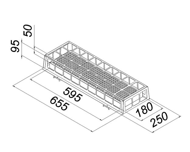 Накладной светодиодный светильник для спортзалов с защитной решеткой 20 Вт IP65 650х250х95 мм 4000К Призма - фото 2