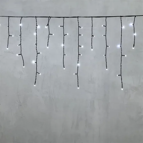 Гирлянда Бахрома 4,9 x 0,5 м Белая 220В, 240 LED, Провод Черный ПВХ, IP54. Фото 6.