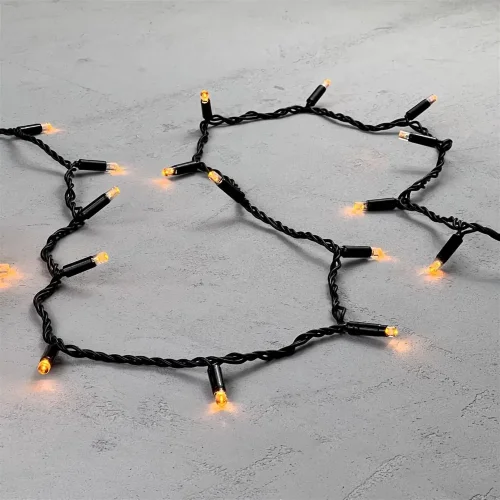 Гирлянда Нить с Колпачком 10м Желтая 24В, 100 LED, Провод Черный ПВХ, IP65. Фото 3.