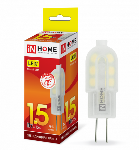 Лампа светодиодная LED-JC-VC 1.5Вт 12В G4 3000К 95Лм IN HOME - Фото