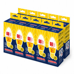 LED-C37-7W-WW-E27-FR-NR SET10 Лампа светодиодная, Форма свеча, матовая, Серия Norma, Теплый белый свет 3000K, Упаковка 10 штук
