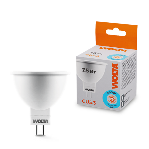 Светодиодная лампа WOLTA 25WMR16-220-7.5GU5.3 7.5Вт 6500K GU5.3 - фото 1.